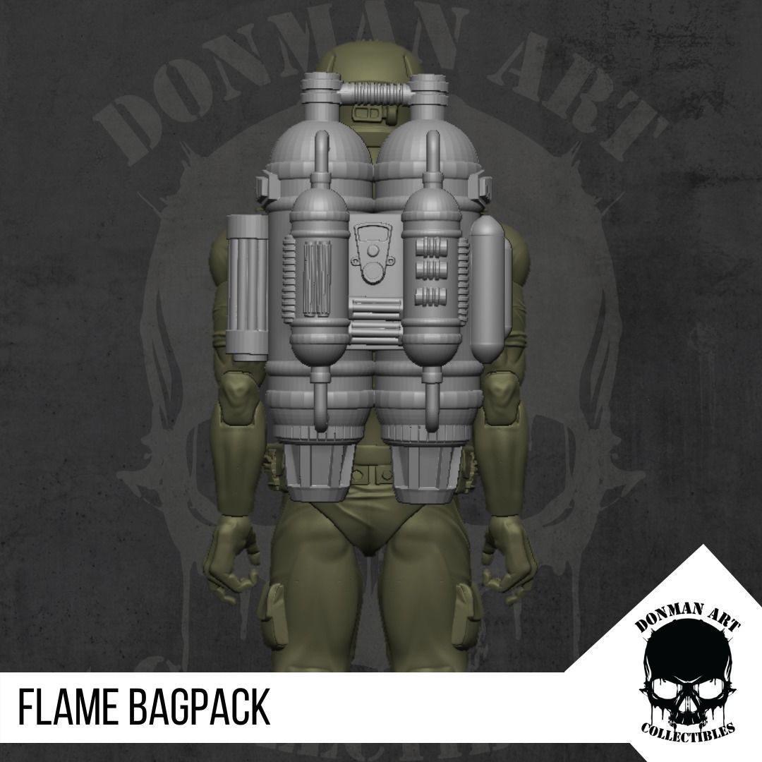 Flame Bagpack for Action Figures 3D print model_25