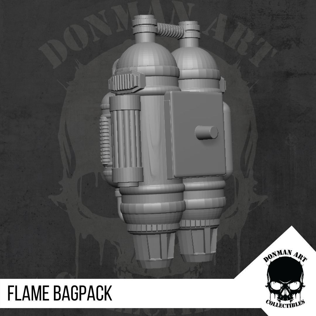 Flame Bagpack for Action Figures 3D print model_15