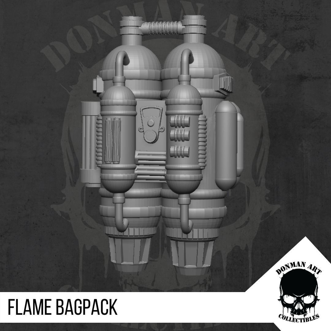 Flame Bagpack for Action Figures 3D print model_31