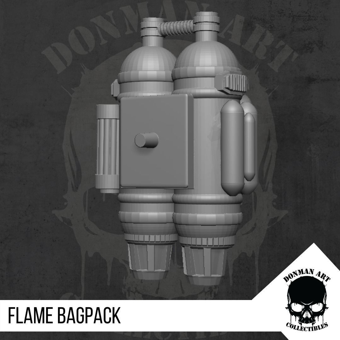 Flame Bagpack for Action Figures 3D print model_11