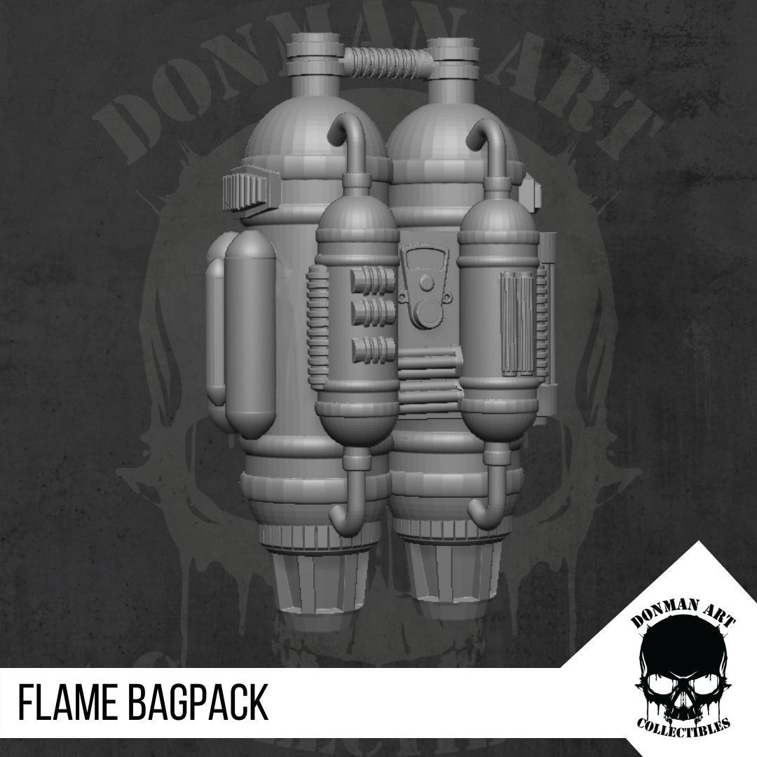 Flame Bagpack for Action Figures 3D print model_37