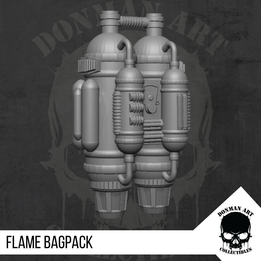 Flame Bagpack for Action Figures 3D print model_4