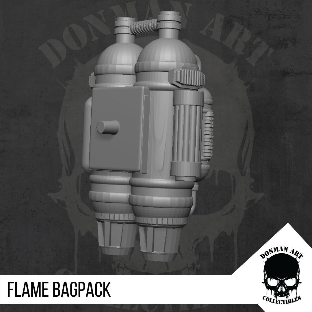Flame Bagpack for Action Figures 3D print model_13