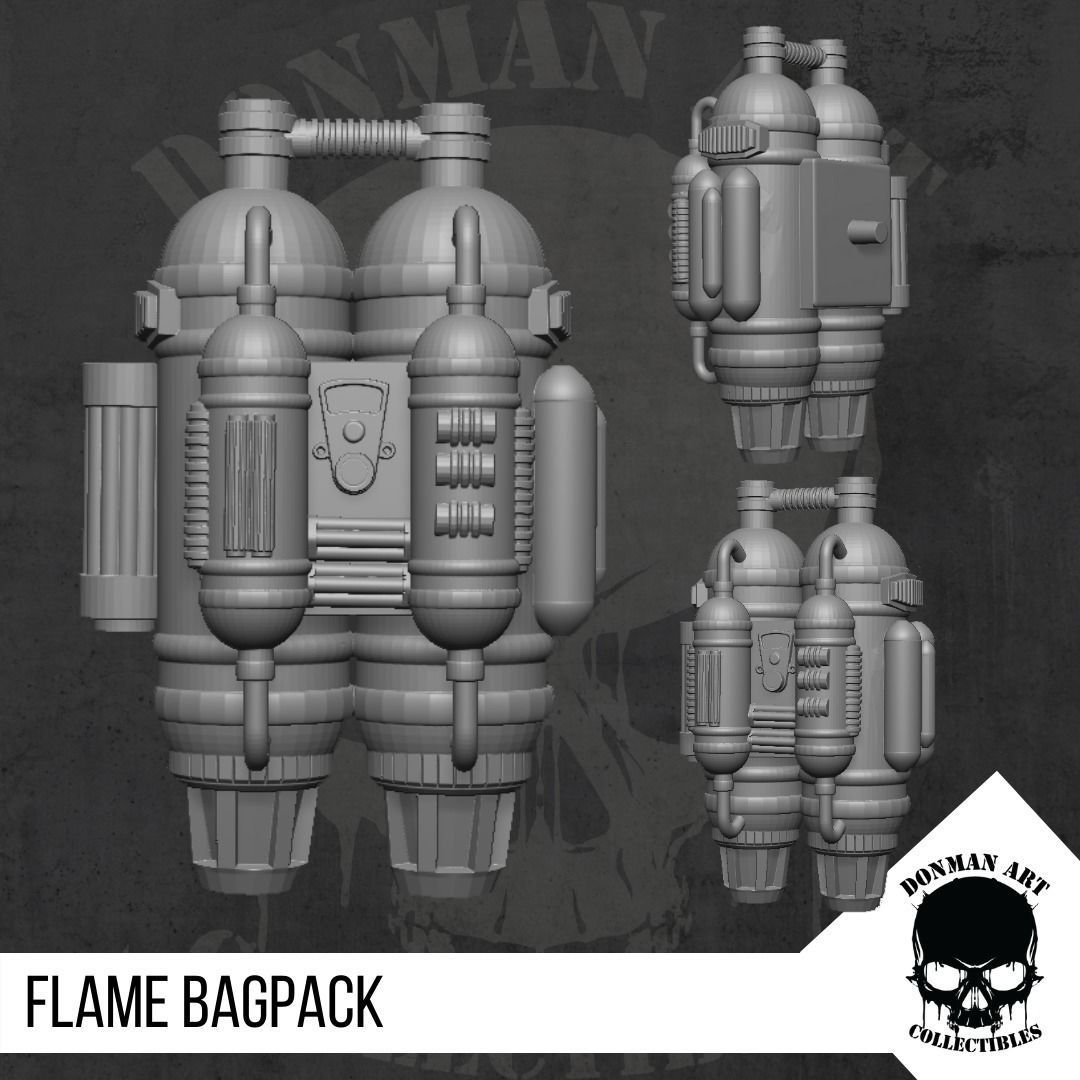 Flame Bagpack for Action Figures 3D print model_22