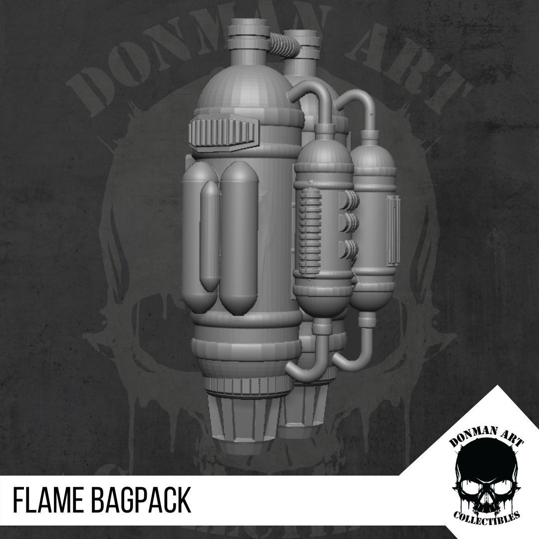 Flame Bagpack for Action Figures 3D print model_8