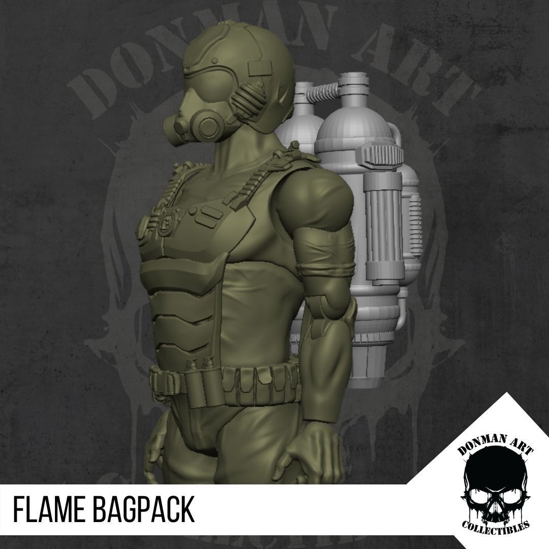 Flame Bagpack for Action Figures 3D print model_17