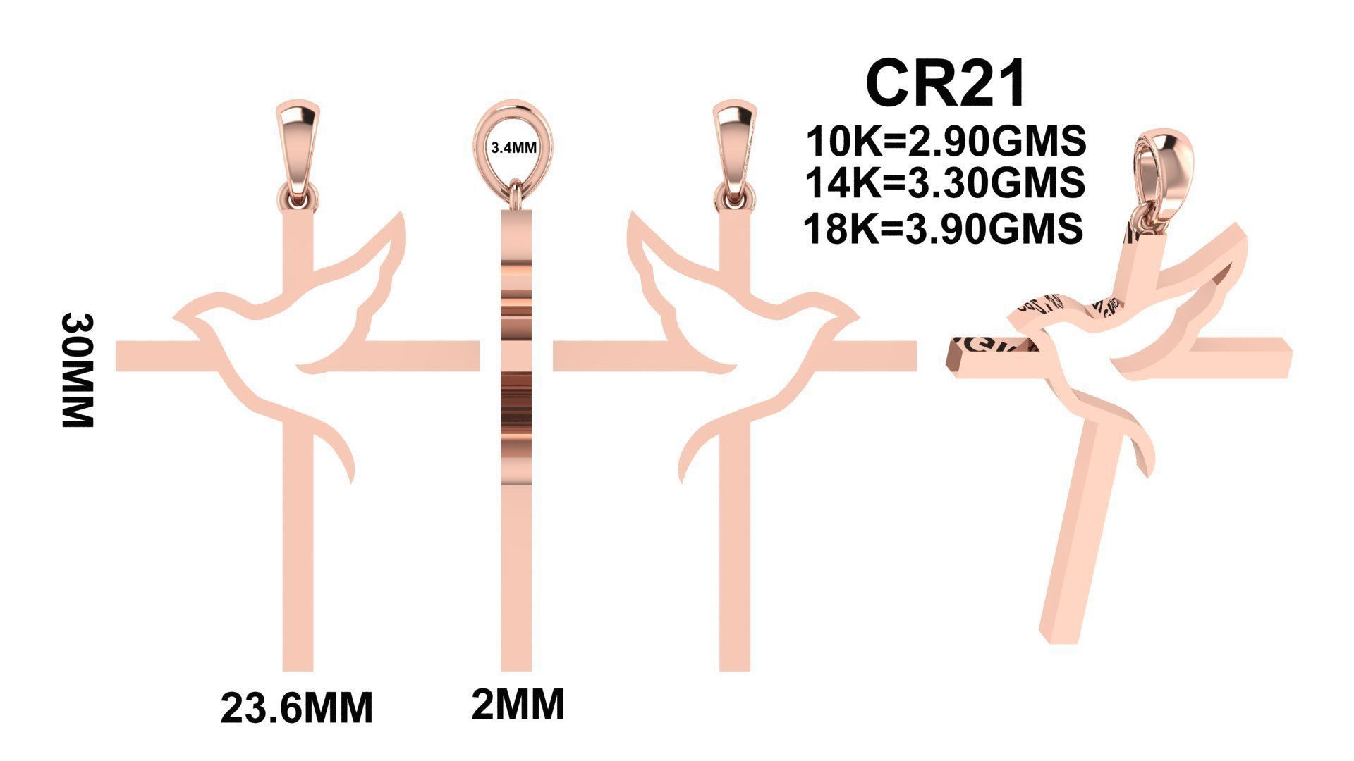 CROSS PENDANT CR21 3D print model_3