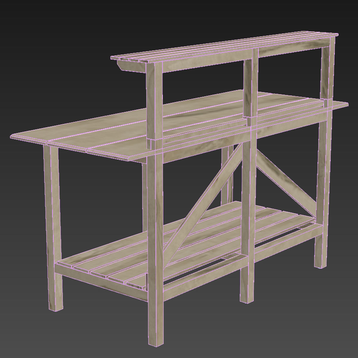 Shop Terrain Gardener Teak Potting Work Table  3D model_5