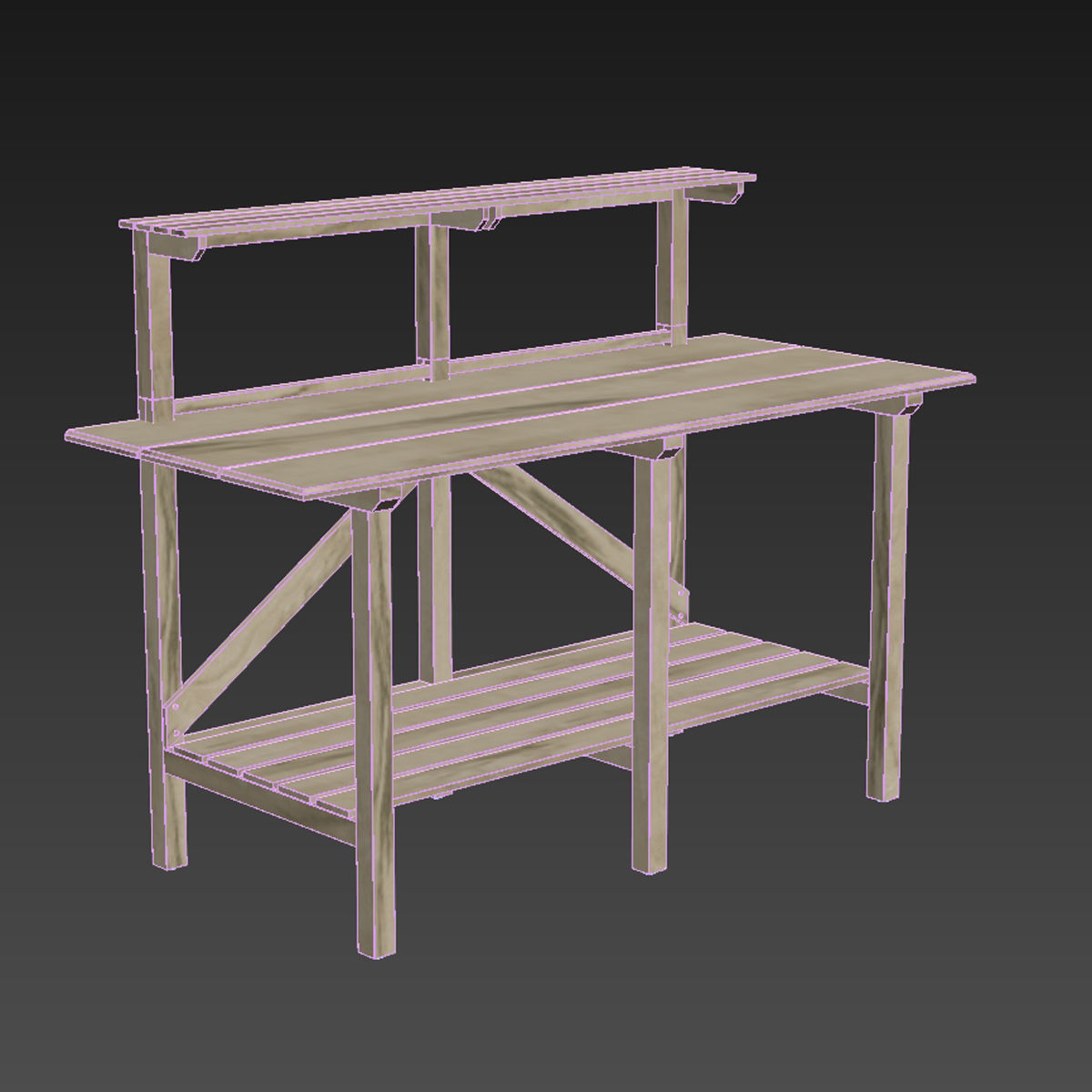 Shop Terrain Gardener Teak Potting Work Table  3D model_6