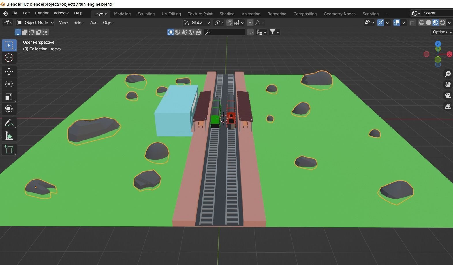 Low poly railway station Low-poly 3D model_7