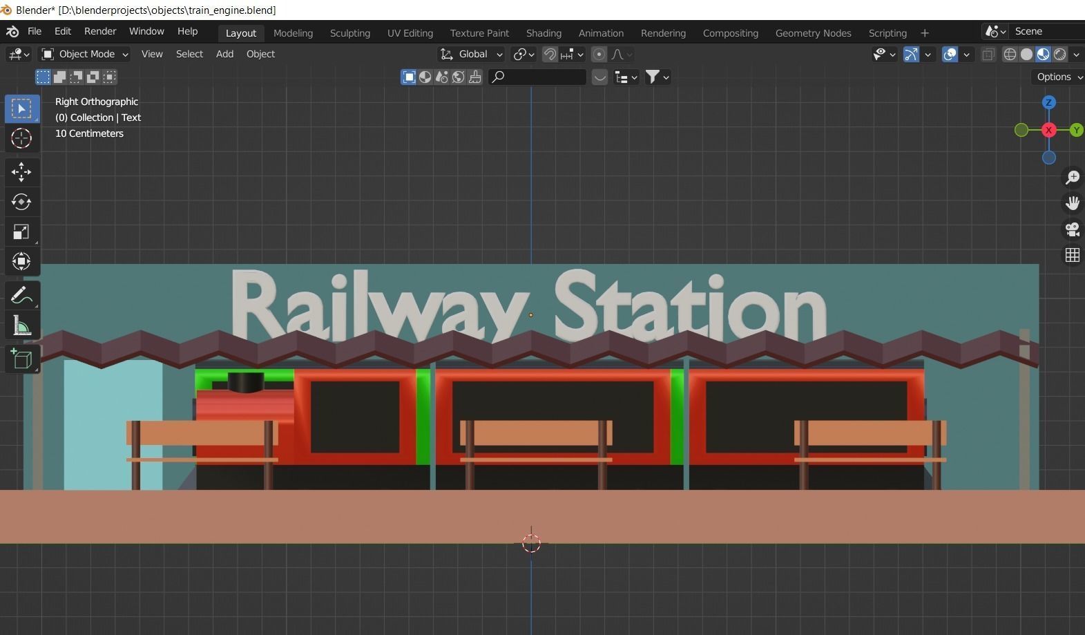 Low poly railway station Low-poly 3D model_9