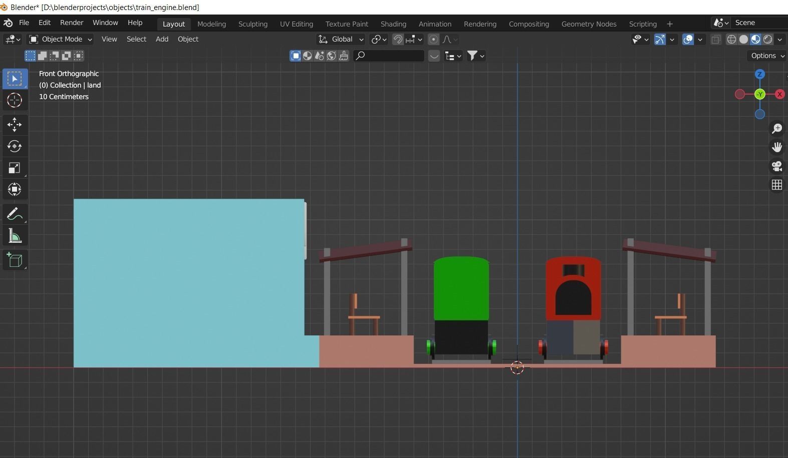 Low poly railway station Low-poly 3D model_3