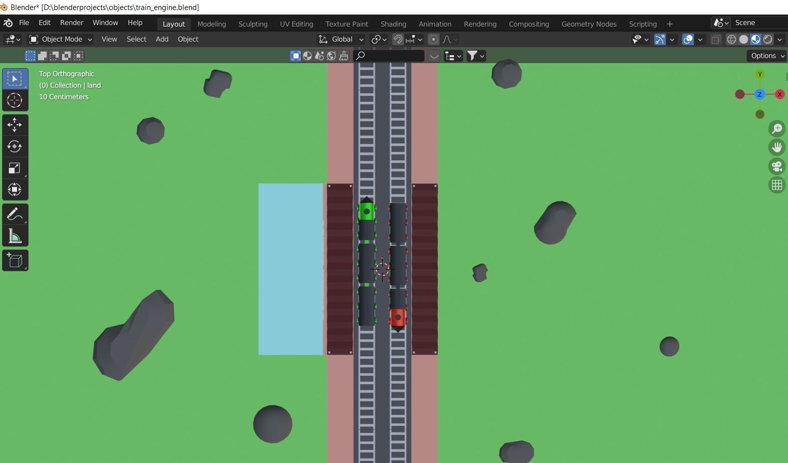 Low poly railway station Low-poly 3D model_4
