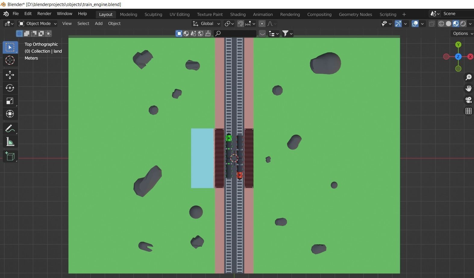 Low poly railway station Low-poly 3D model_6