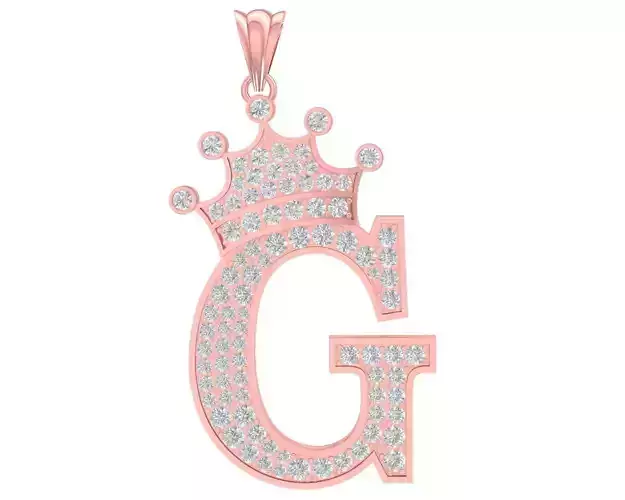 diamond Crown G Letter Pendant 3107