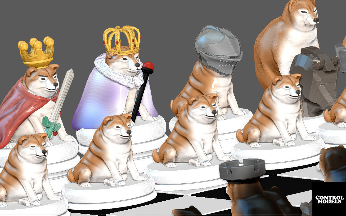 CHEEMS DOGE DOGGY CHESS SET PACK 3D print model_6