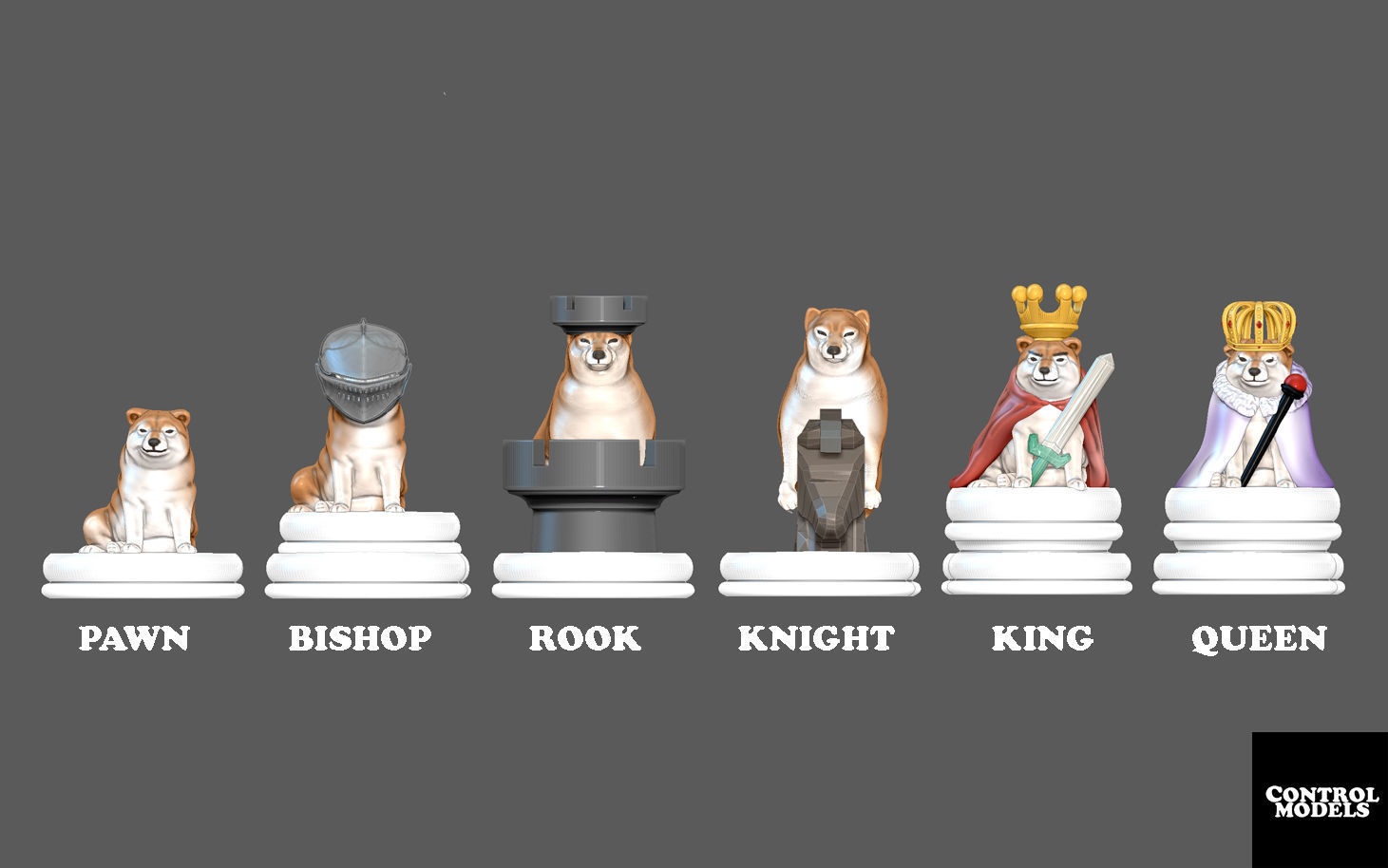 CHEEMS DOGE DOGGY CHESS SET PACK 3D print model_1