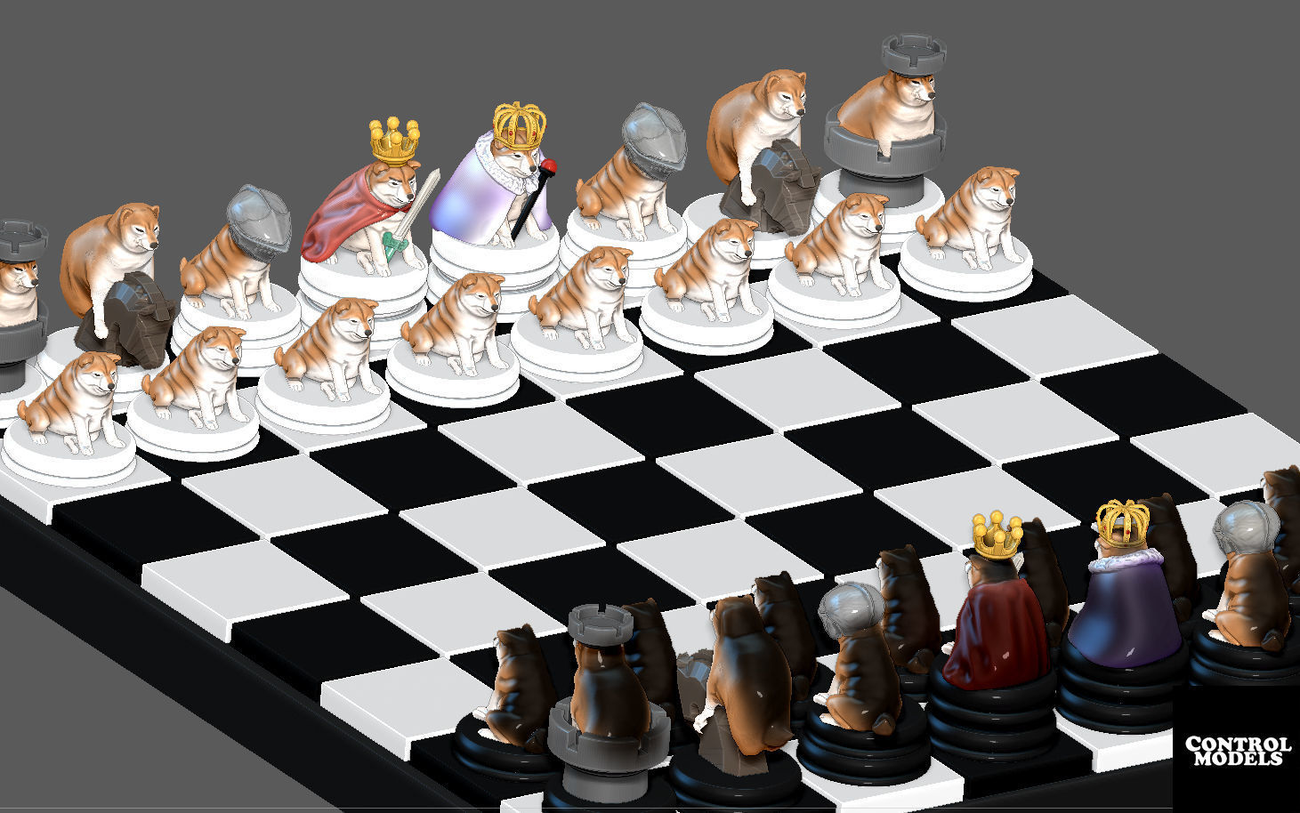 CHEEMS DOGE DOGGY CHESS SET PACK 3D print model_3