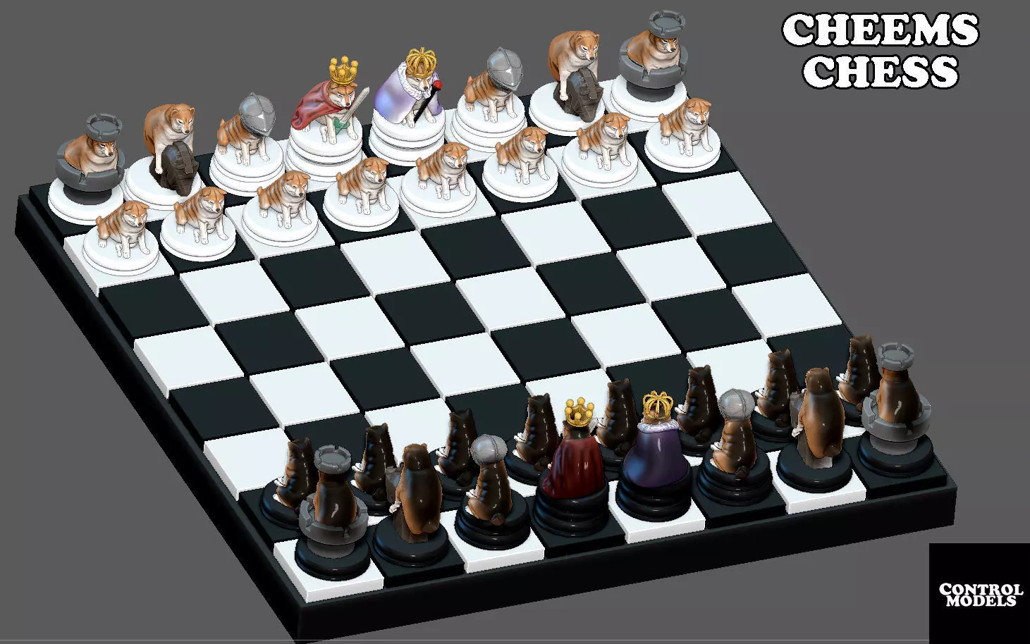 CHEEMS DOGE DOGGY CHESS SET PACK 3D print model_0