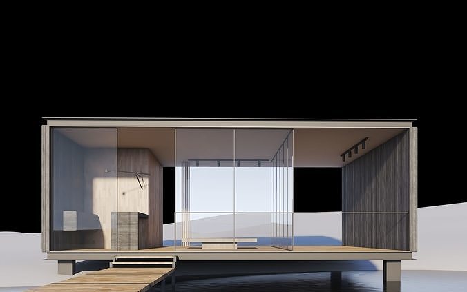 Cabin in the Lake 3D model 7