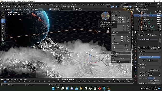 Alien Planet terrain Scene with planets 3D model