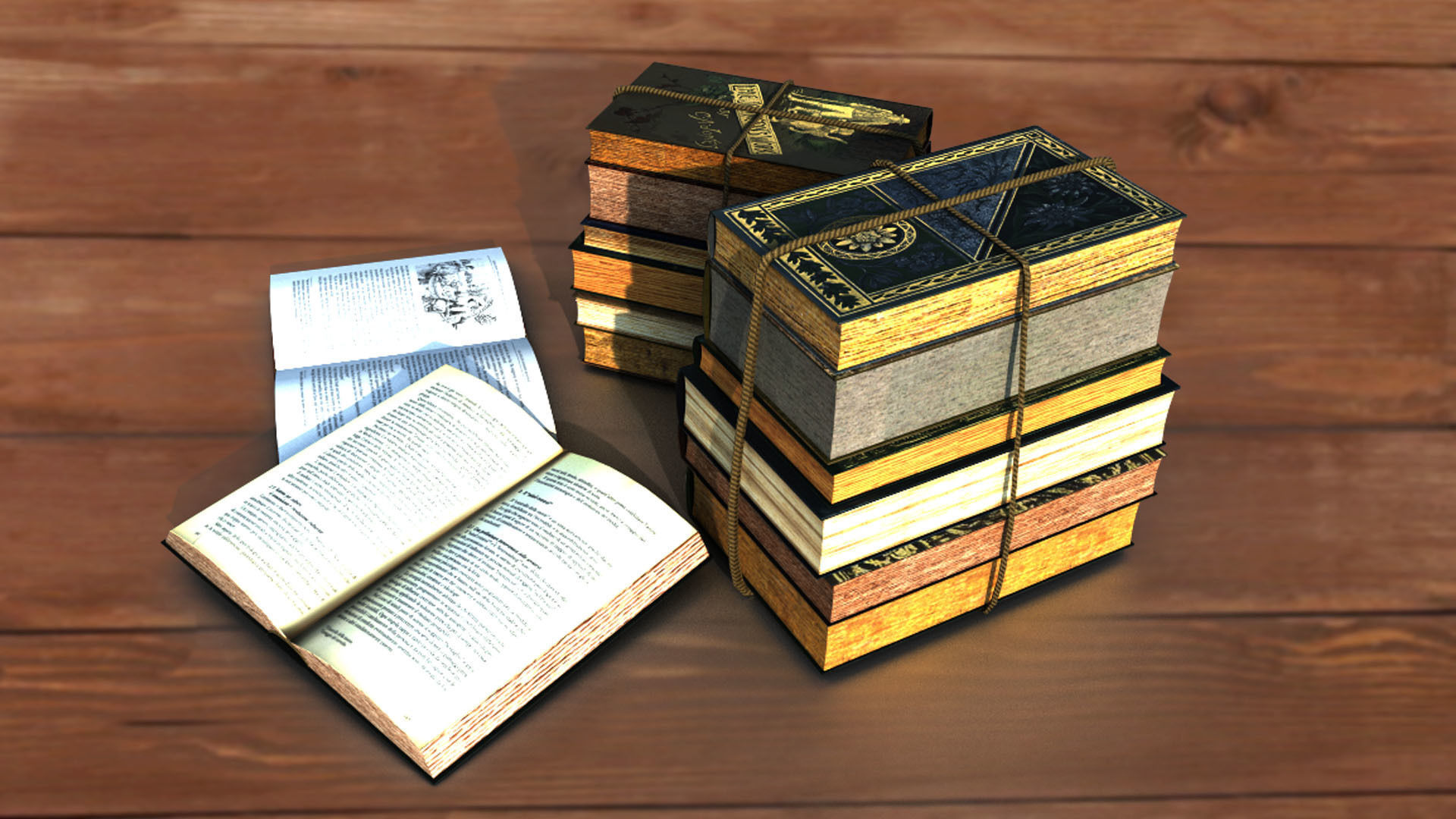 Old historical books PBR low-poly 3D model Low-poly 3D model_5