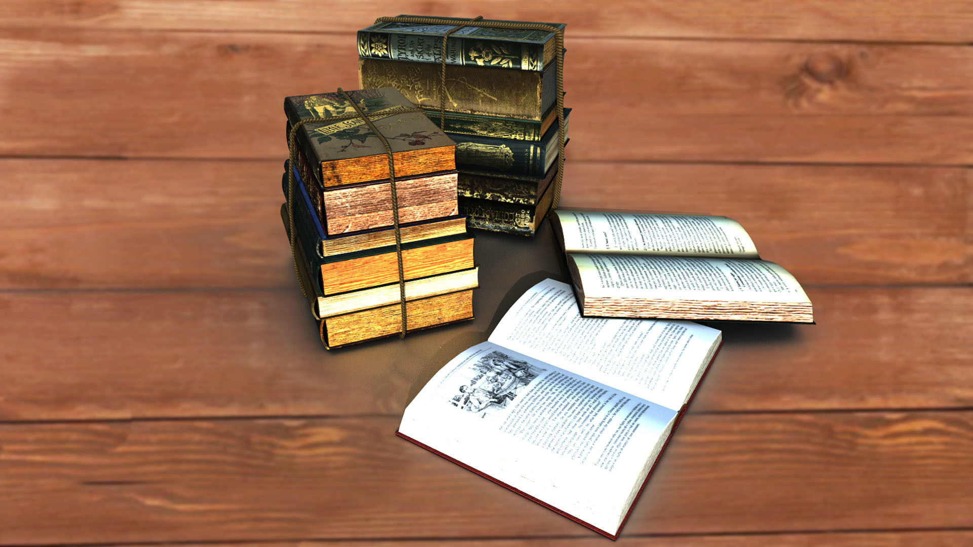 Old historical books PBR low-poly 3D model Low-poly 3D model_4