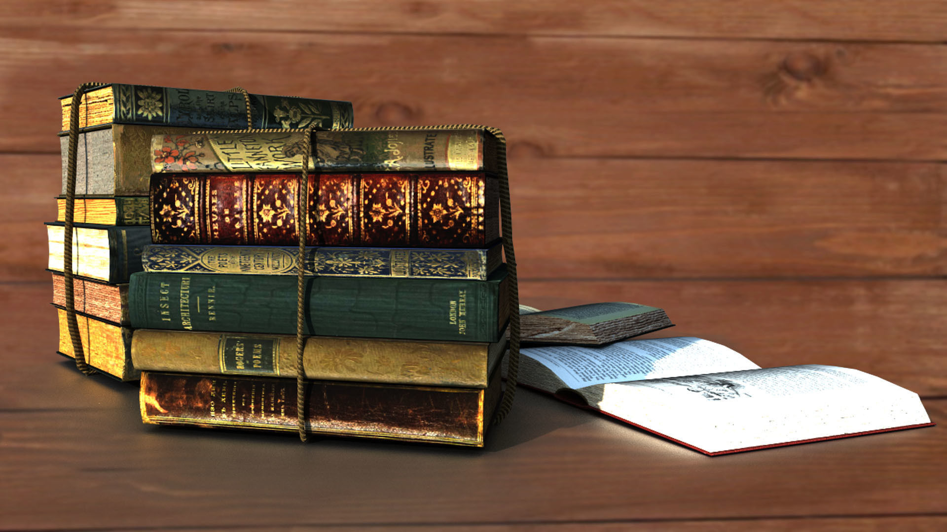 Old historical books PBR low-poly 3D model Low-poly 3D model_1
