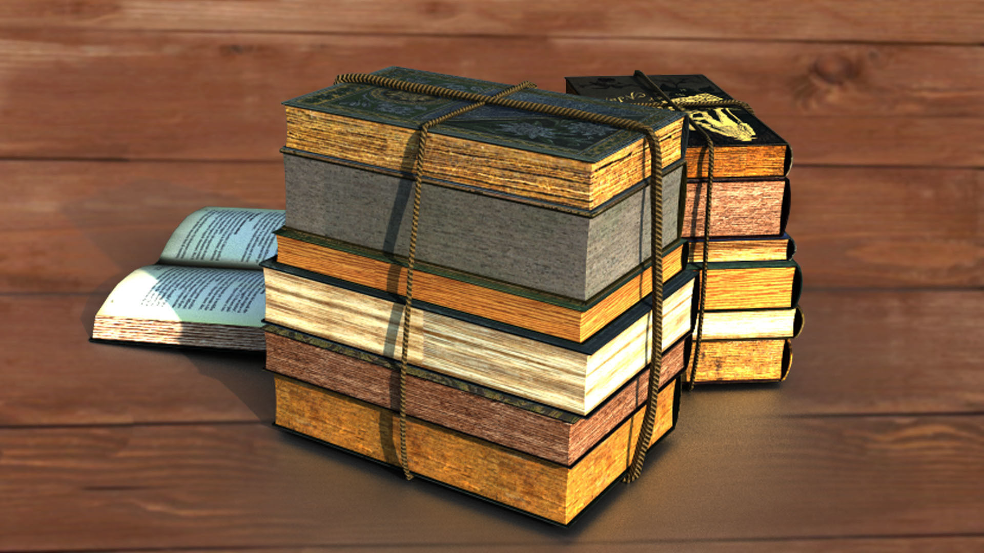 Old historical books PBR low-poly 3D model Low-poly 3D model_3
