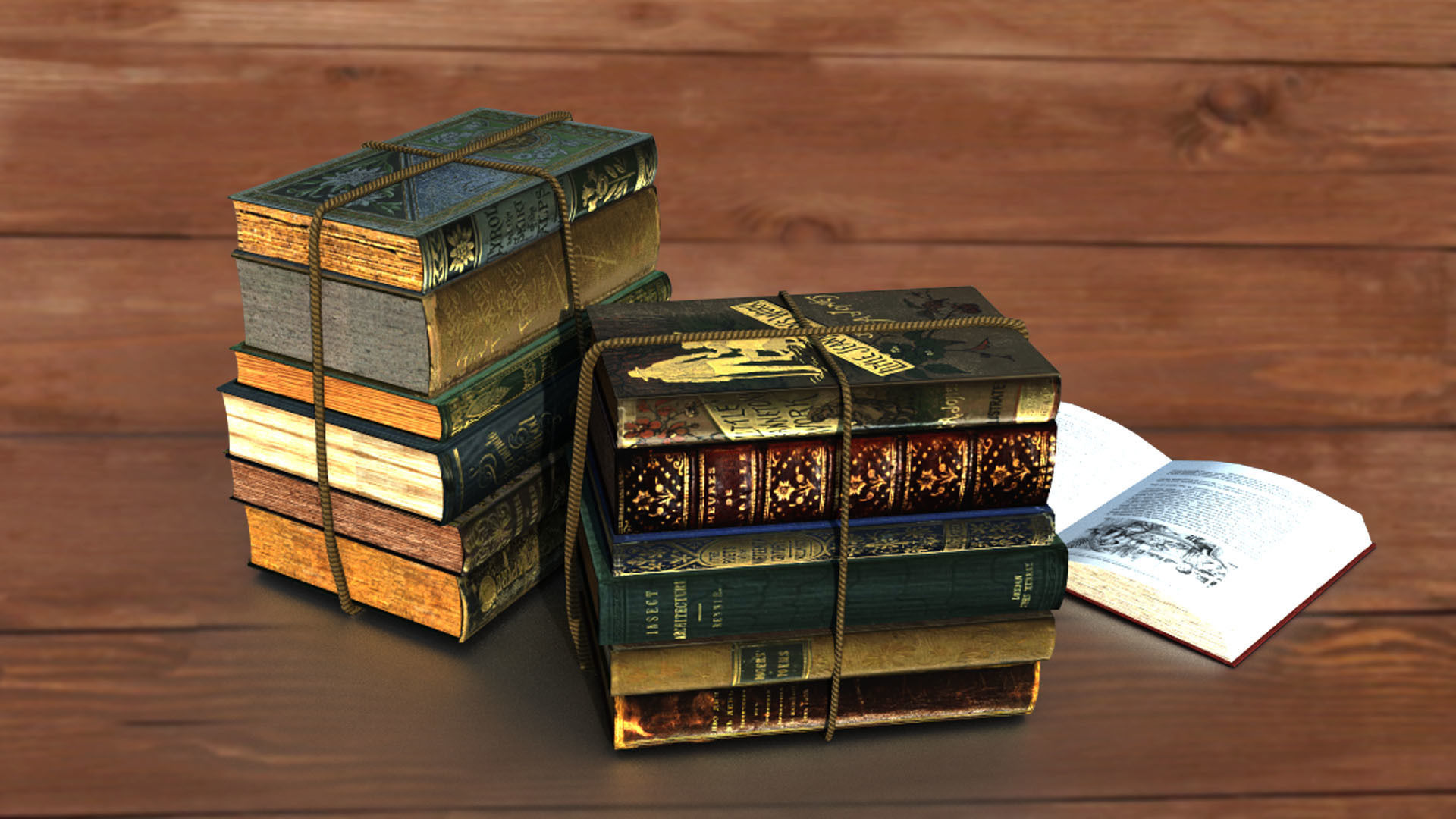 Old historical books PBR low-poly 3D model Low-poly 3D model_2