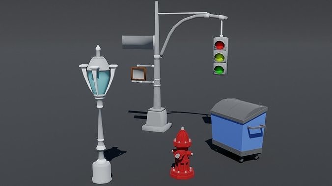 Environment asset pack Low-poly 3D model