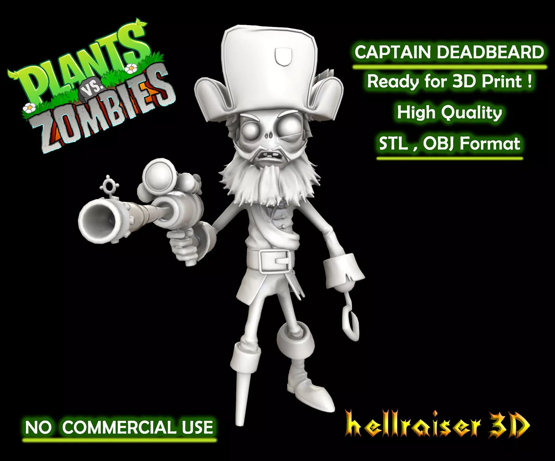 Plants vs Zombies - Captain Deadbeard - Pirate 3D print model_0