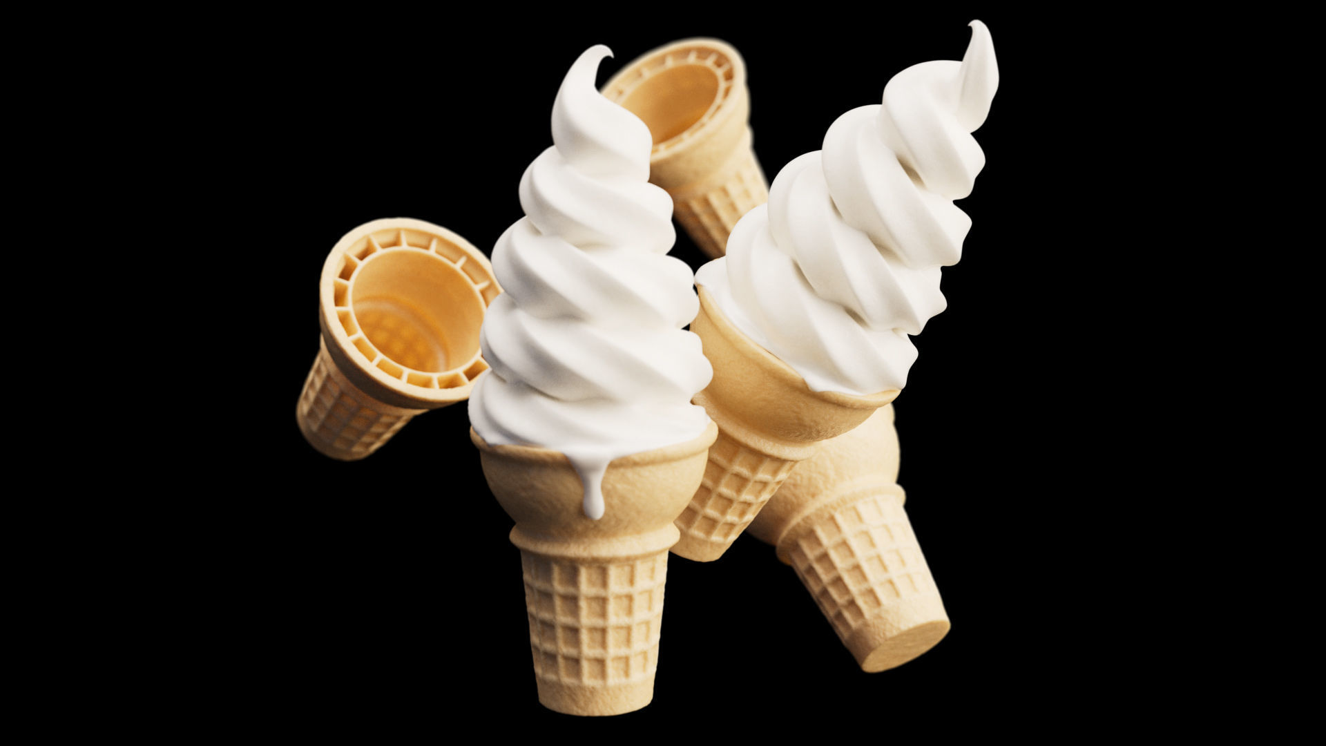 Ice Cream - Soft Serve Cone 3D model_4