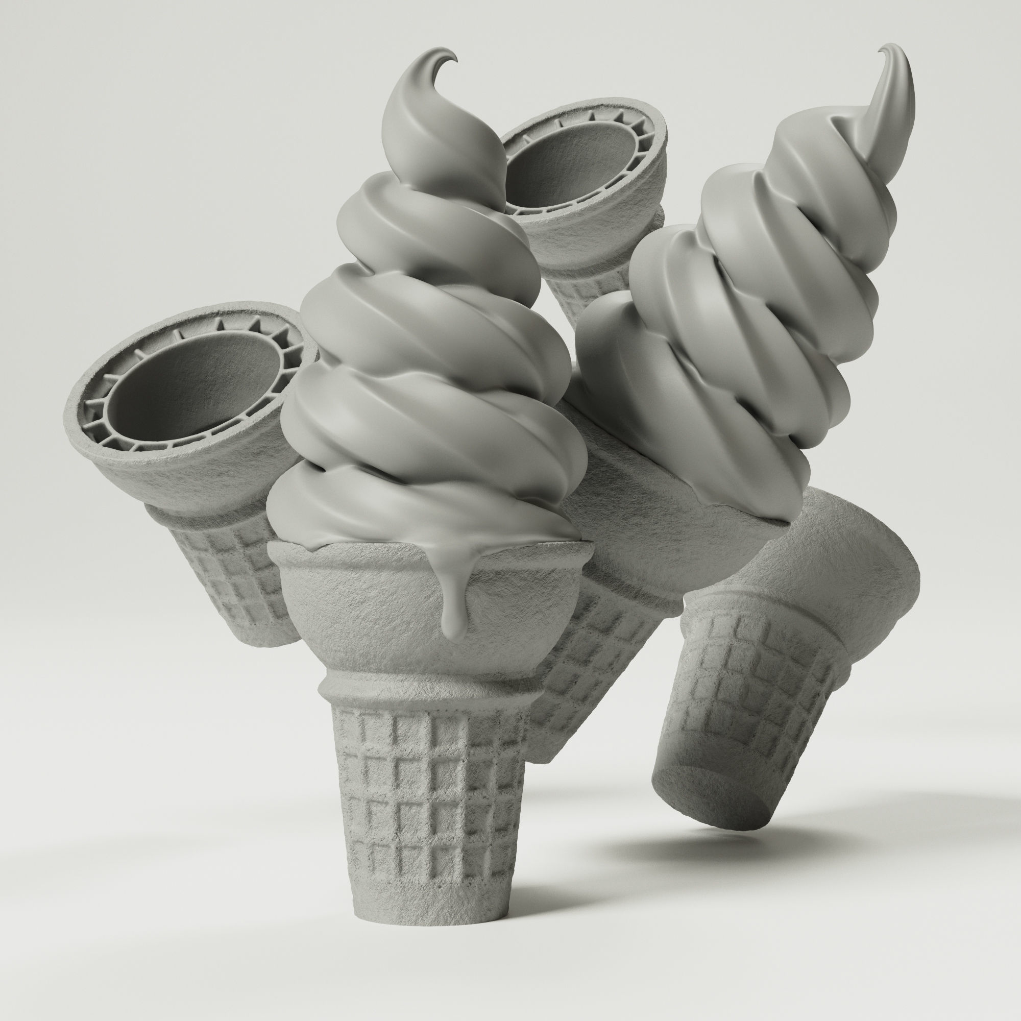 Ice Cream - Soft Serve Cone 3D model_1