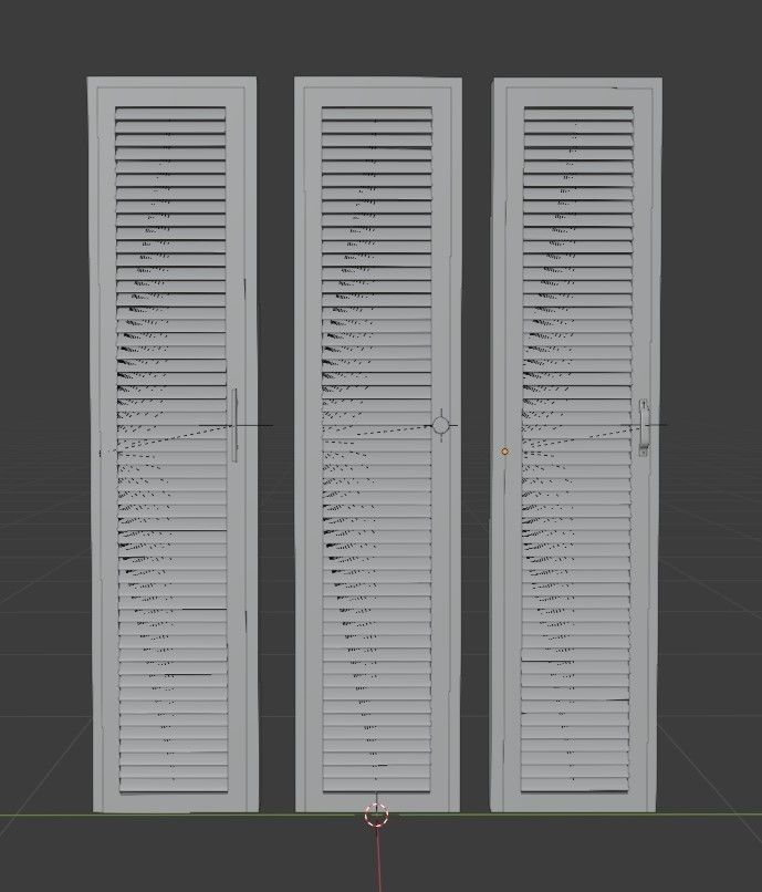 Closet wardrobe single door with small round wooden handle 3D model_5