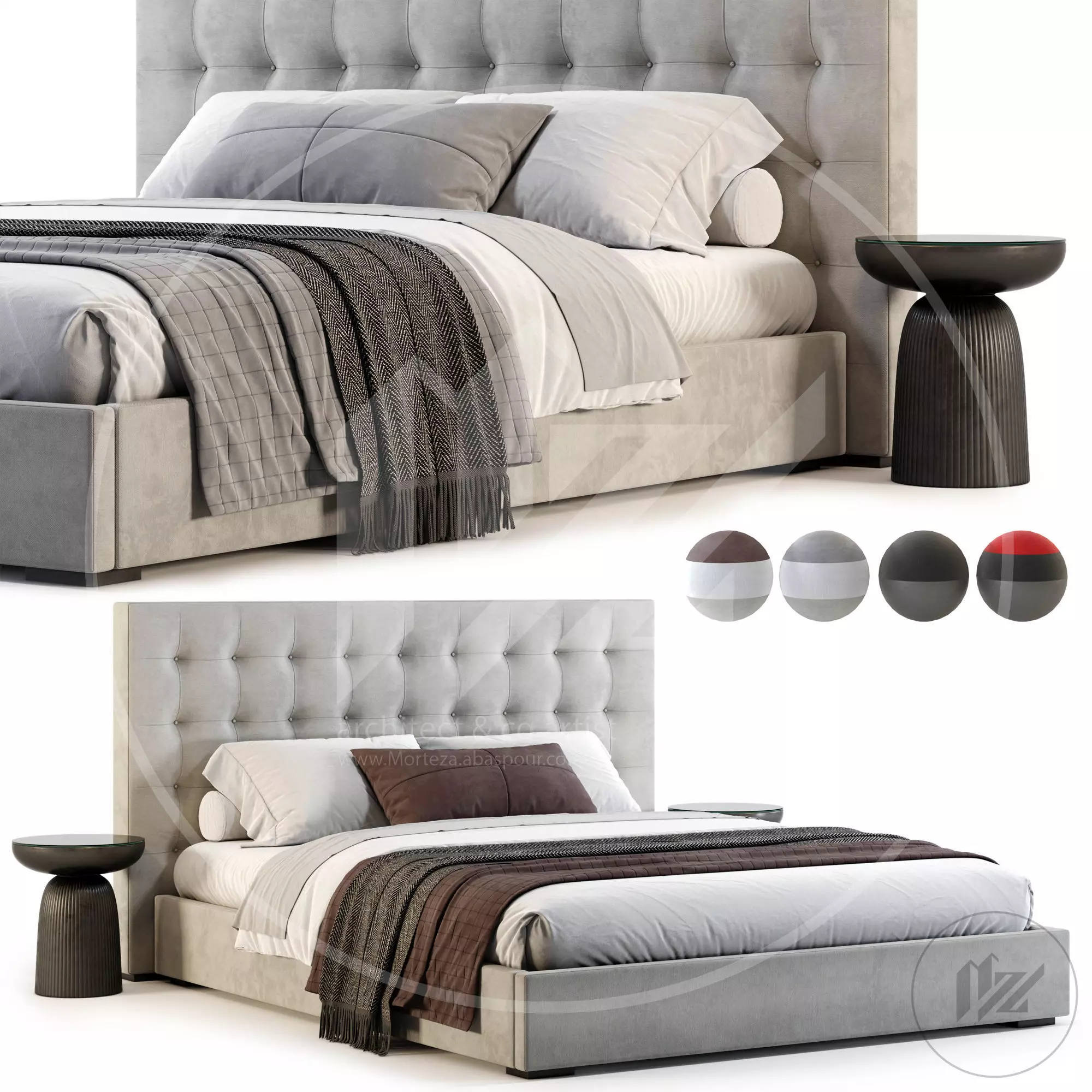 MODENA PANEL BOX-TUFTED Bed 3D model