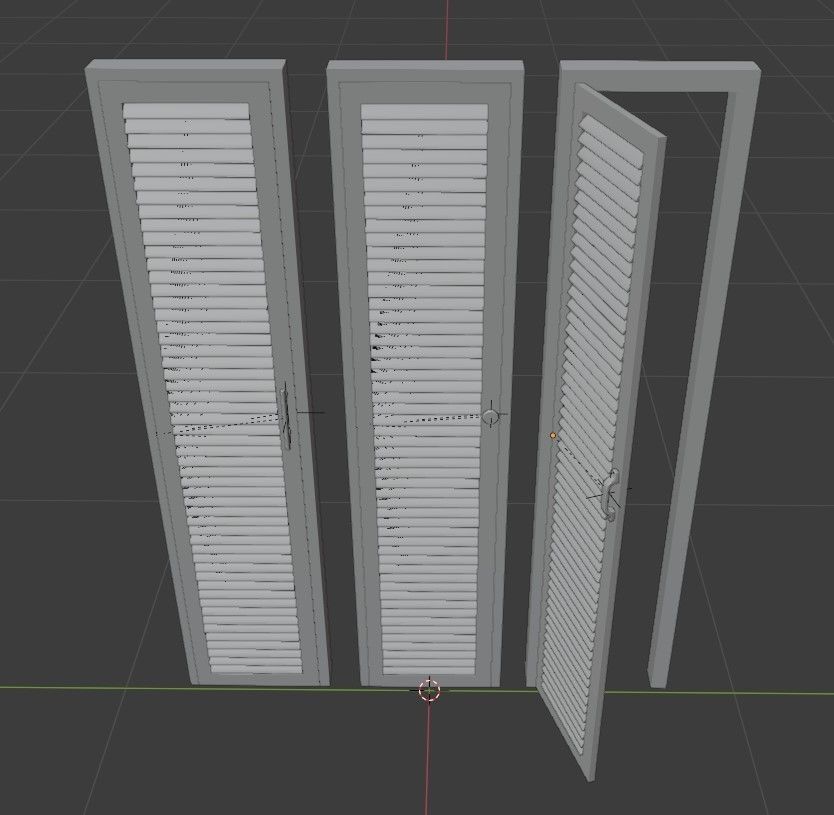 Closet wardrobe single door with metal handle 3D model_6