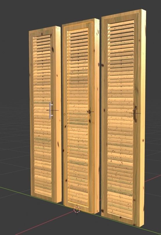 Closet wardrobe single door with metal handle 3D model_3