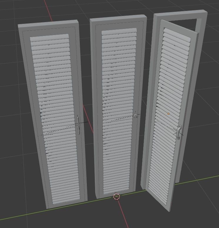 Closet wardrobe single door with metal handle 3D model_8