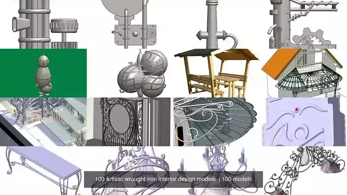 100 artistic interior and exterior metal work 3D Model Collection