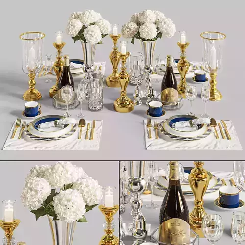 Dinner Table Set 03 3D model
