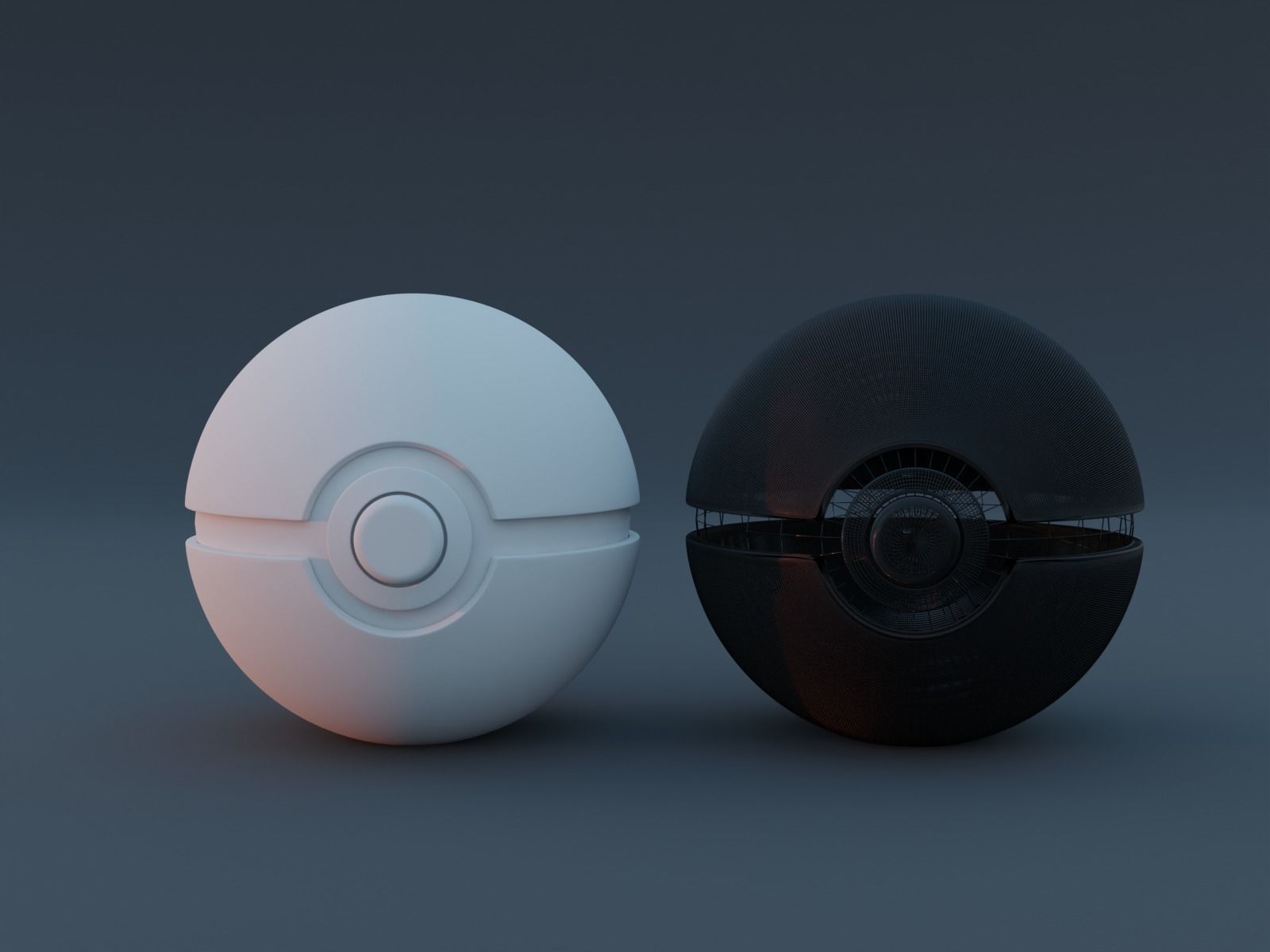 3D Pokeball two pokemon balls 3D model_2