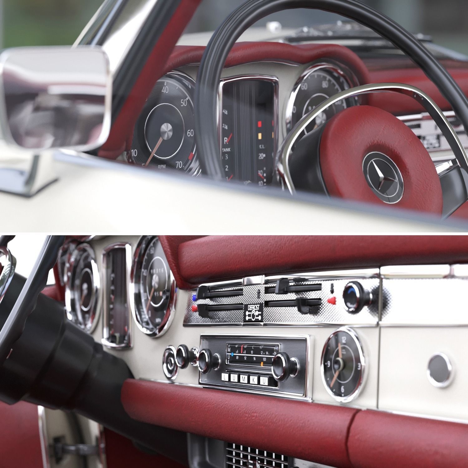 Mercedes benz 280SL Pagoda Rigged Corona 3D model_3