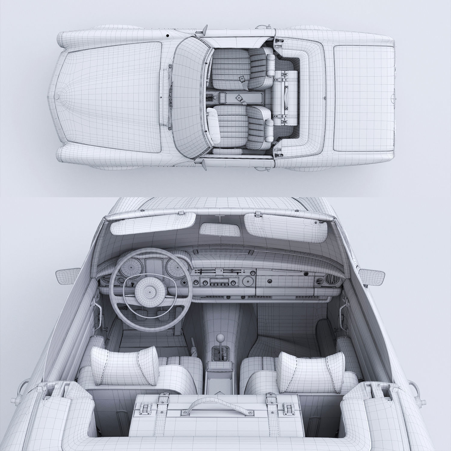 Mercedes benz 280SL Pagoda Rigged Corona 3D model_11