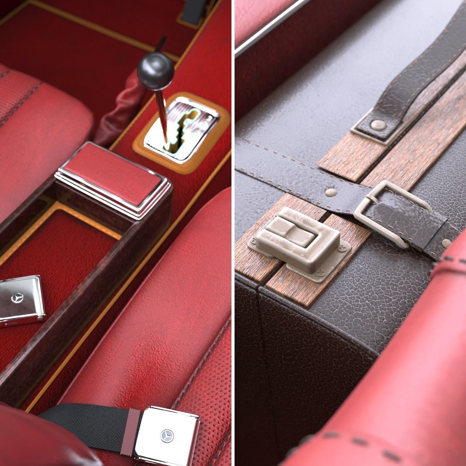 Mercedes benz 280SL Pagoda Rigged Corona 3D model_4