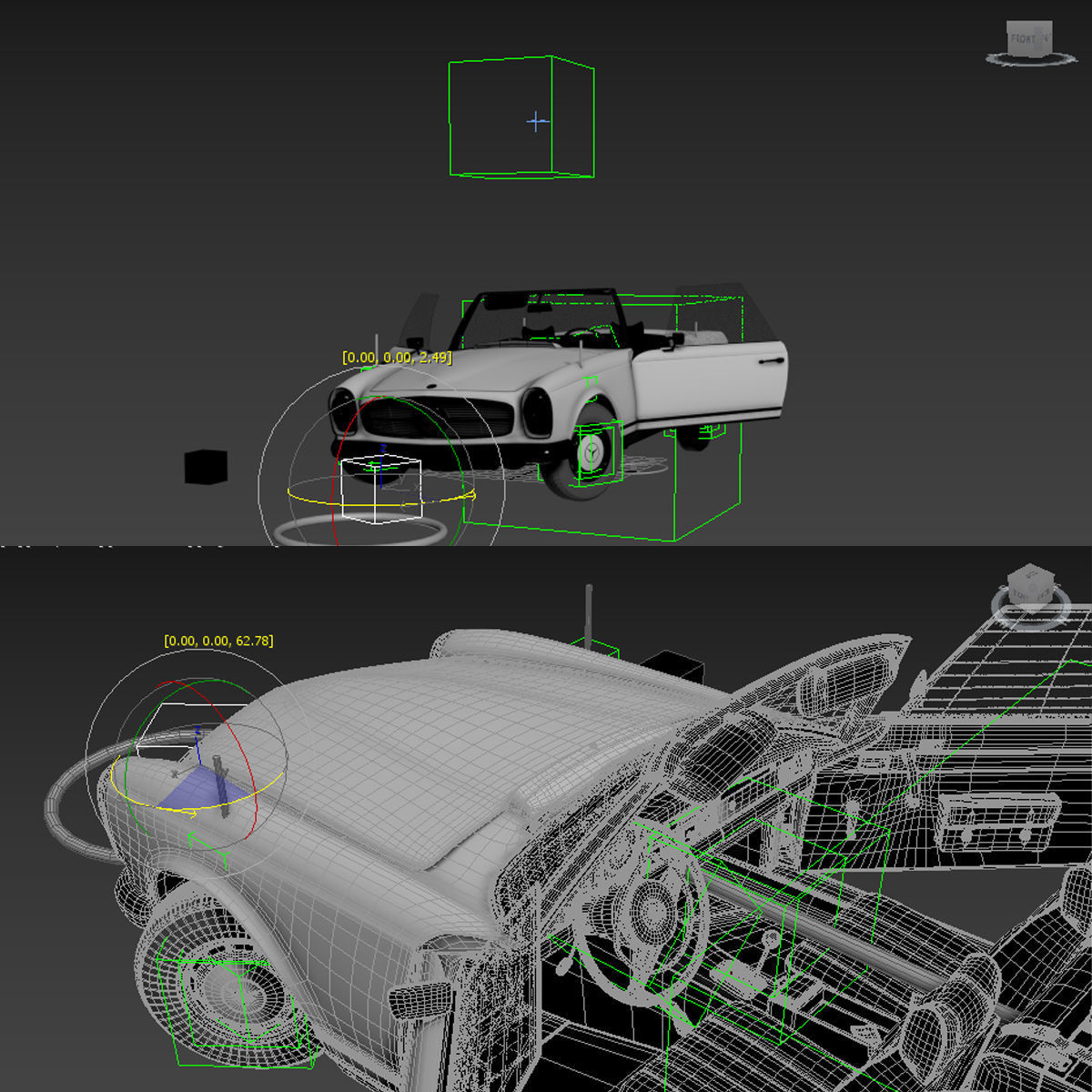 Mercedes benz 280SL Pagoda Rigged Corona 3D model_12