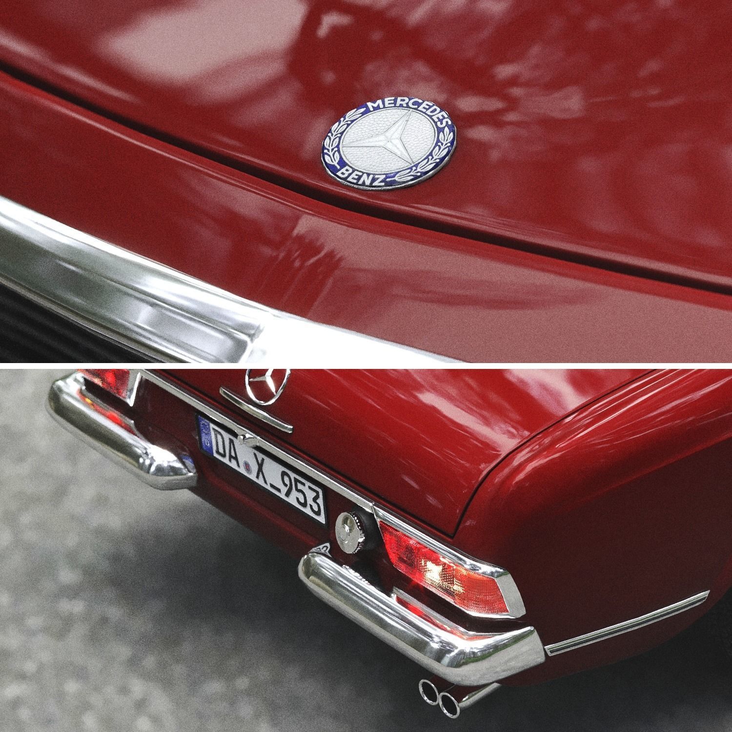 Mercedes benz 280SL Pagoda Rigged Corona 3D model_7