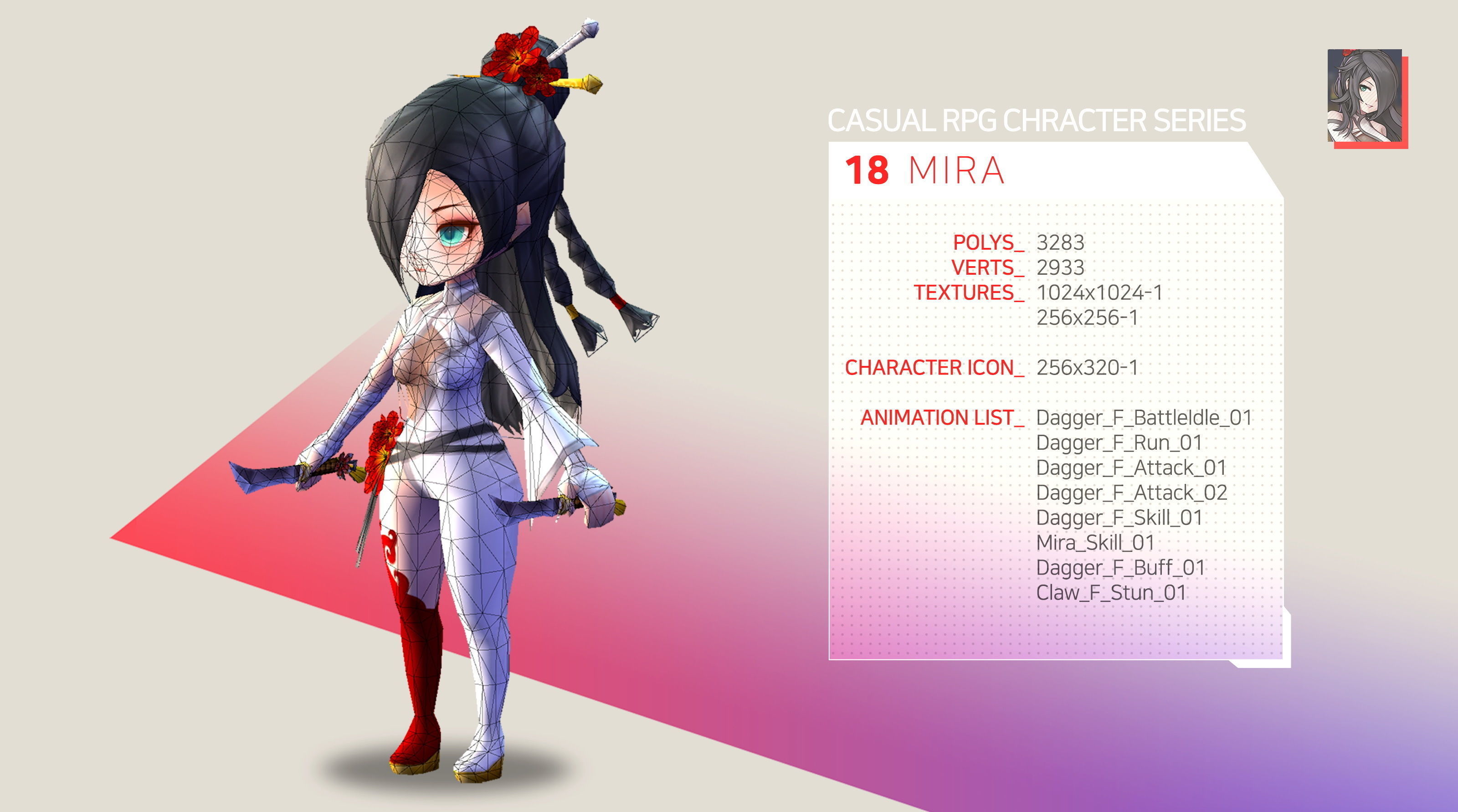 Casual RPG Character - 18 Mira Low-poly 3D model_2
