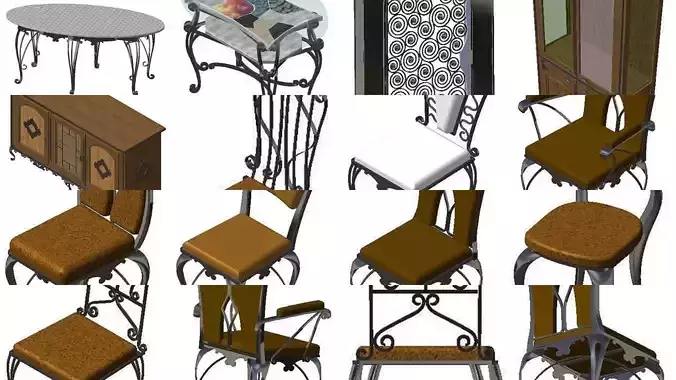 44 artistic interior and exterior metal work 3D Model Collection