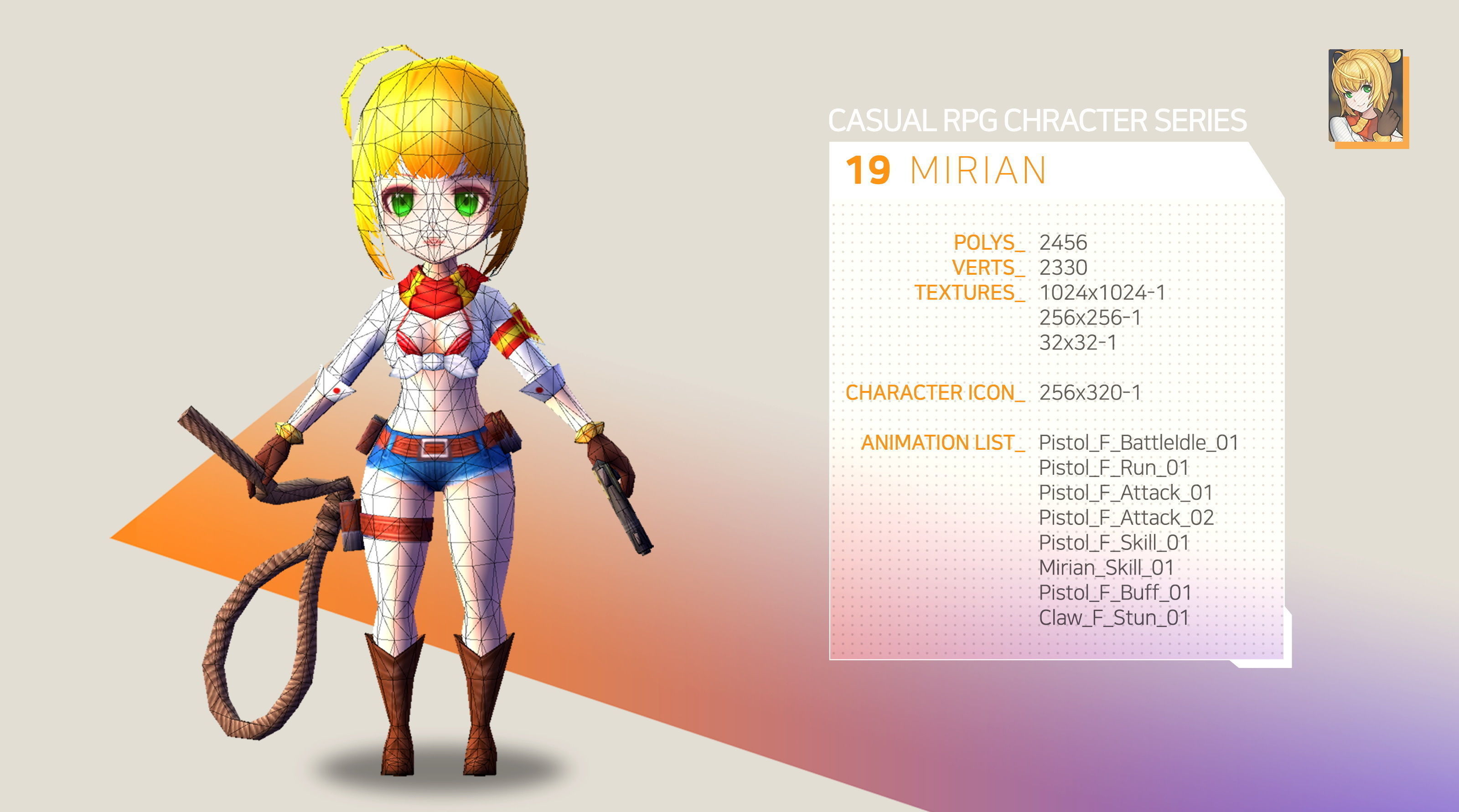 Casual RPG Character - 19 Miran Low-poly 3D model_2